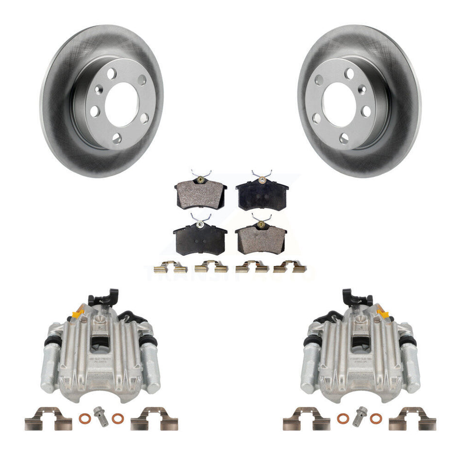 Rear Disc Brake Caliper Coated Rotors And Semi-Metallic Pads Kit For Volkswagen Jetta City KCG-100235P