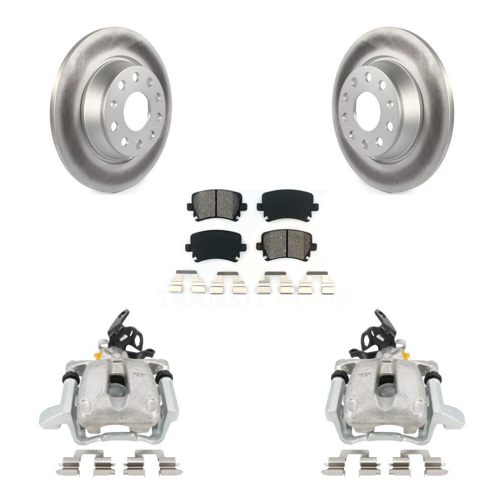 Rear Disc Brake Caliper Coated Rotors And Semi-Metallic Pads Kit For 2010 Volkswagen Jetta TDI Cup Edition with 2.0L DIESEL engine With 282mm Diameter Rotor KCG-100235S by Transit Auto