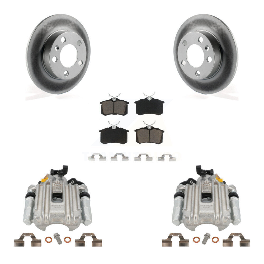 Rear Disc Brake Caliper Coated Rotors And Ceramic Pads Kit For Volkswagen Jetta City KCG-100236C by Transit Auto