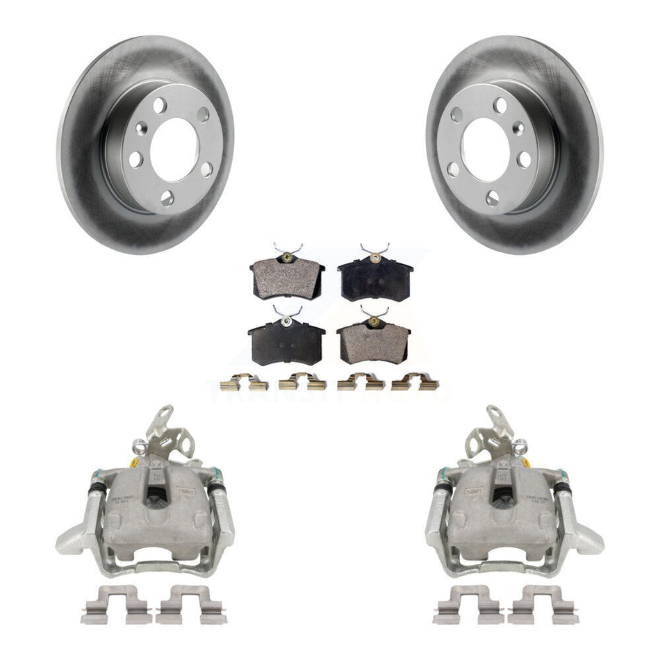 Rear Disc Brake Caliper Coated Rotors And Semi-Metallic Pads Kit For Volkswagen Jetta KCG-100236P