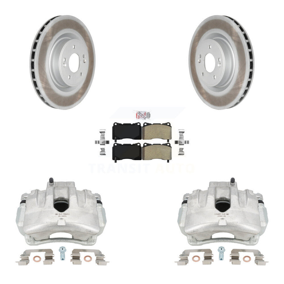 Front Disc Brake Caliper Coated Rotors And Semi-Metallic Pads Kit For Hyundai Genesis Coupe With Single Piston Calipers KCG-100239N