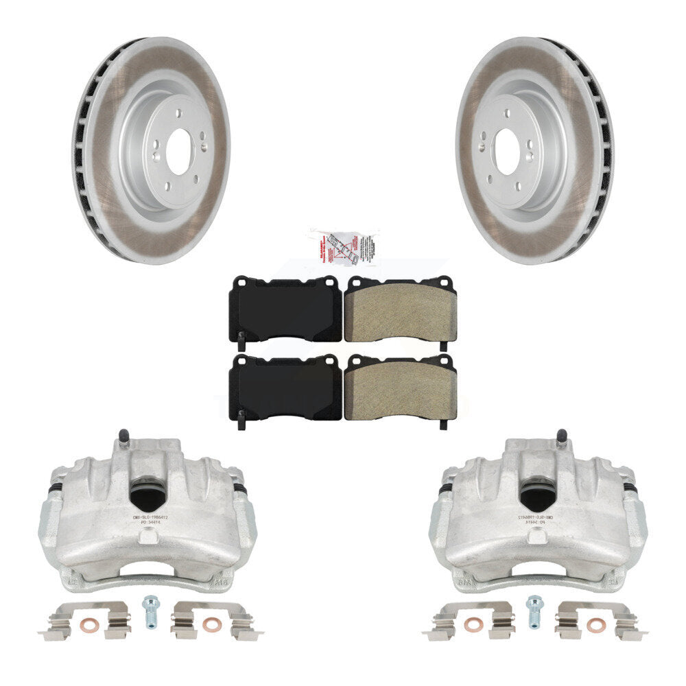 Front Disc Brake Caliper Coated Rotors And Semi-Metallic Pads Kit For Hyundai Genesis Coupe With Single Piston Calipers KCG-100240N by Transit Auto