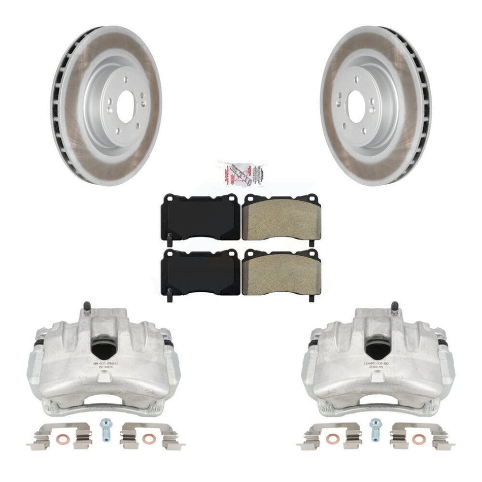 Front Disc Brake Caliper Coated Rotors And Semi-Metallic Pads Kit For Hyundai Genesis Coupe With Single Piston Calipers KCG-100240N by Transit Auto