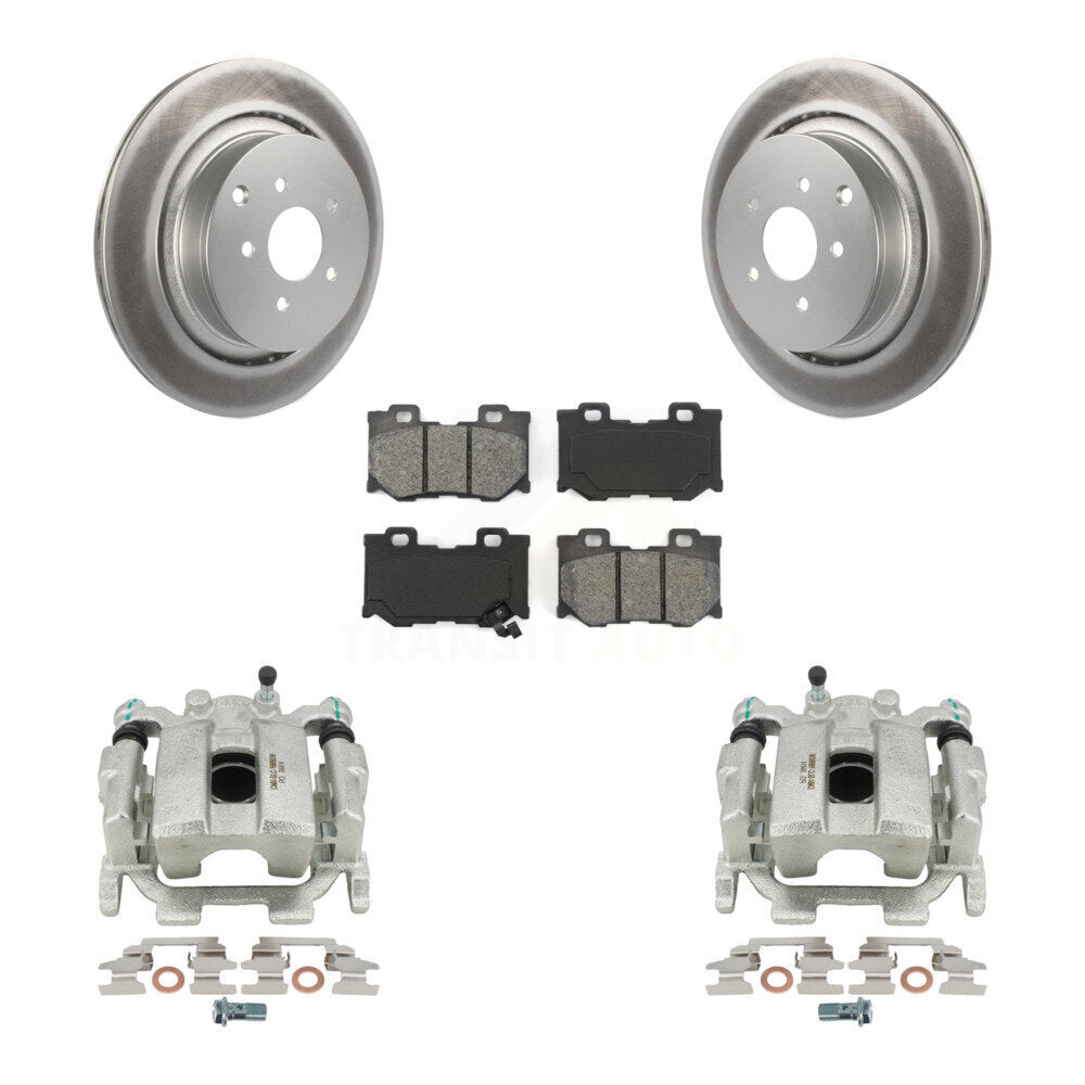 Rear Disc Brake Caliper Coated Rotors And Semi-Metallic Pads Kit For INFINITI Q70 M56 With Sport Package KCG-100240S by Transit Auto