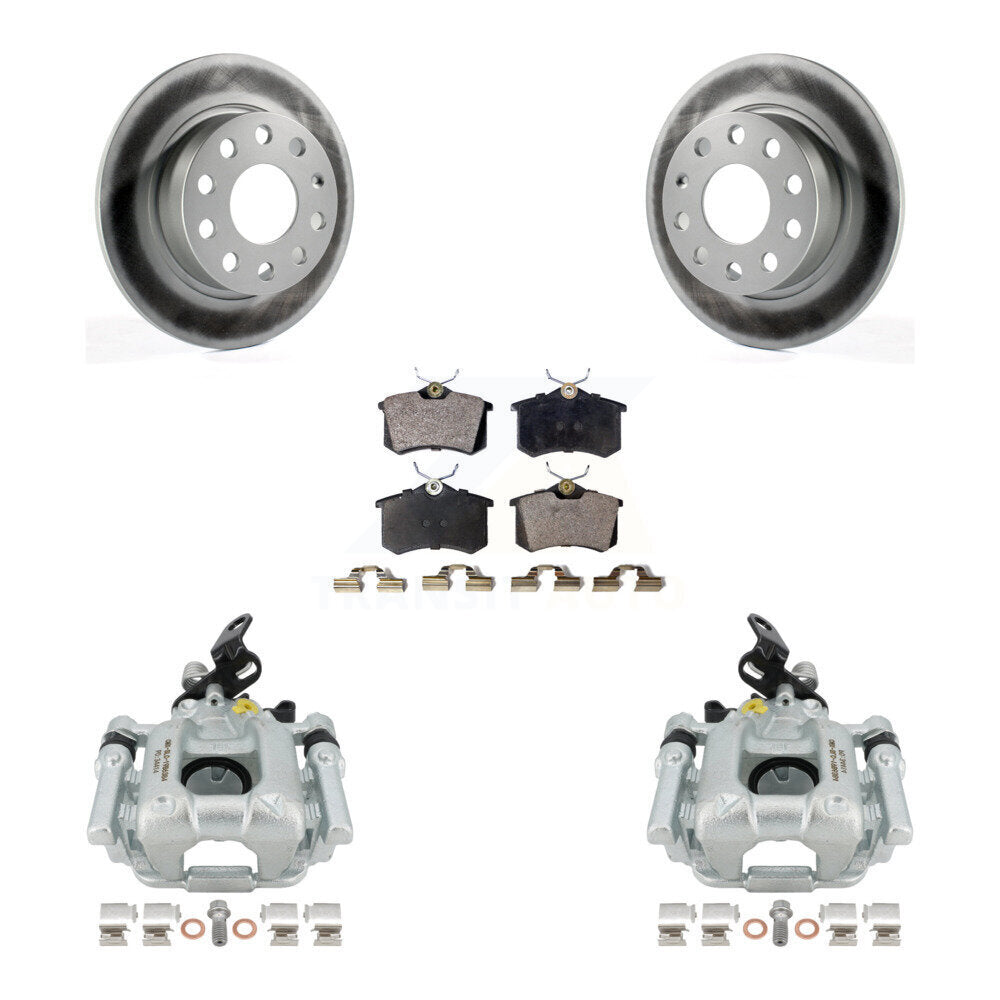 Rear Disc Brake Caliper Coated Rotors And Semi-Metallic Pads Kit For 2010 Audi A3 GAS engine With 253mm Diameter Rotor KCG-100241P by Transit Auto