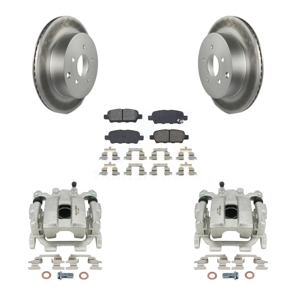 Rear Disc Brake Caliper Coated Rotors And Semi-Metallic Pads Kit For INFINITI FX35 QX70 FX37 KCG-100241S