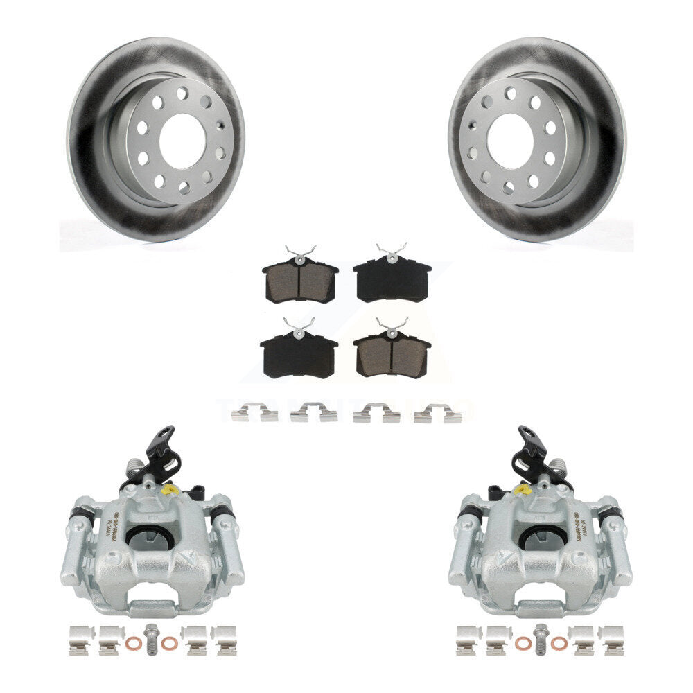 Rear Disc Brake Caliper Coated Rotors And Ceramic Pads Kit For 2010 Audi A3 GAS engine With 253mm Diameter Rotor KCG-100242C by Transit Auto