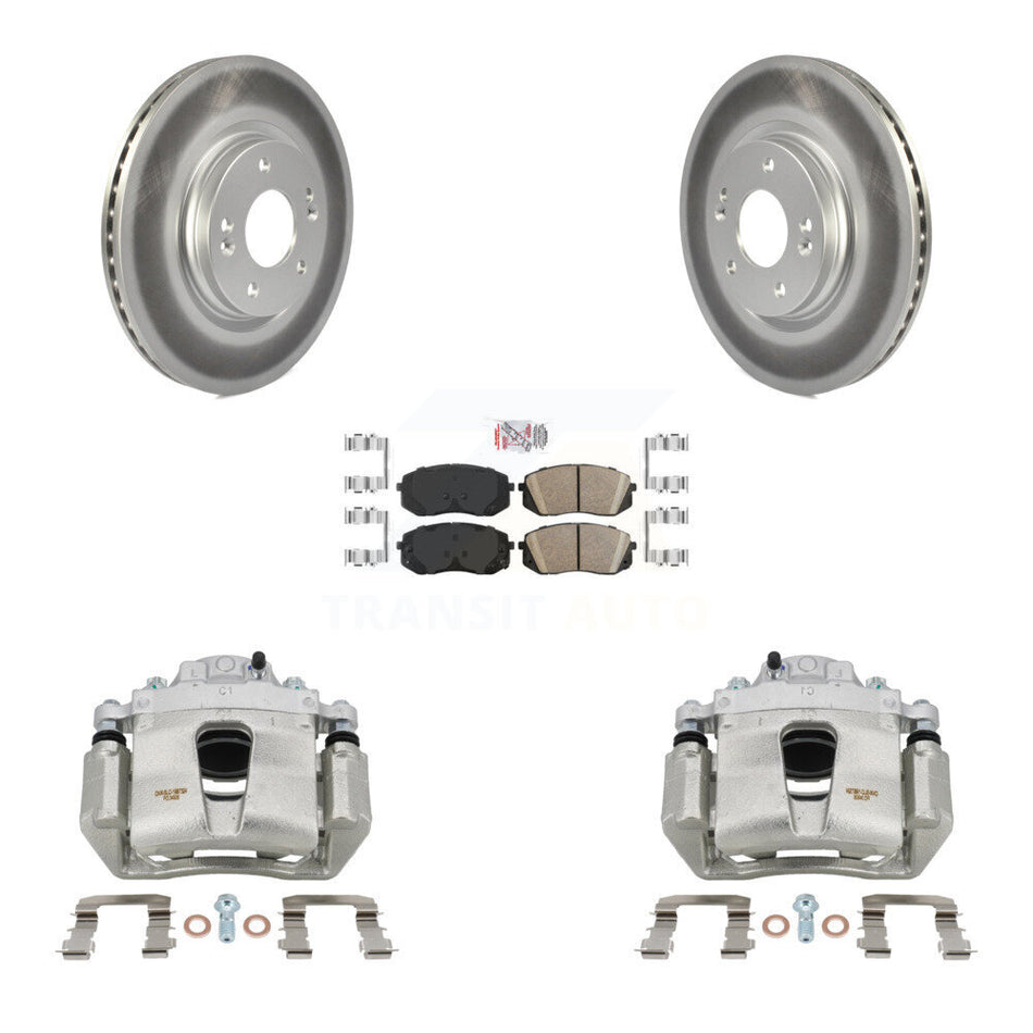 Front Brake Caliper Coat Rotor Ceramic Pad Kit For Hyundai Sonata Kia Kona Electric Niro KCG-100242N