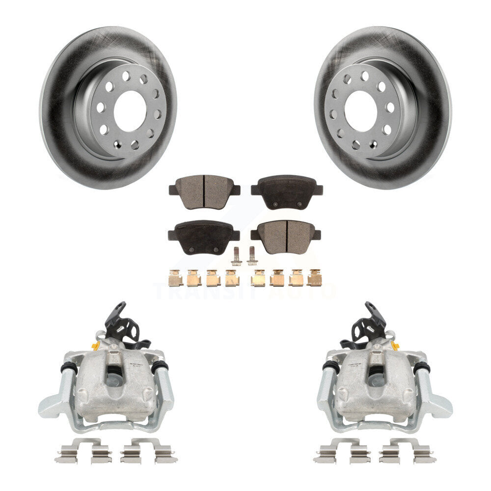 Rear Disc Brake Caliper Coated Rotors And Semi-Metallic Pads Kit For 2010 Volkswagen Jetta TDI Cup Edition with 2.0L DIESEL engine With 272mm Diameter Rotor KCG-100242P by Transit Auto