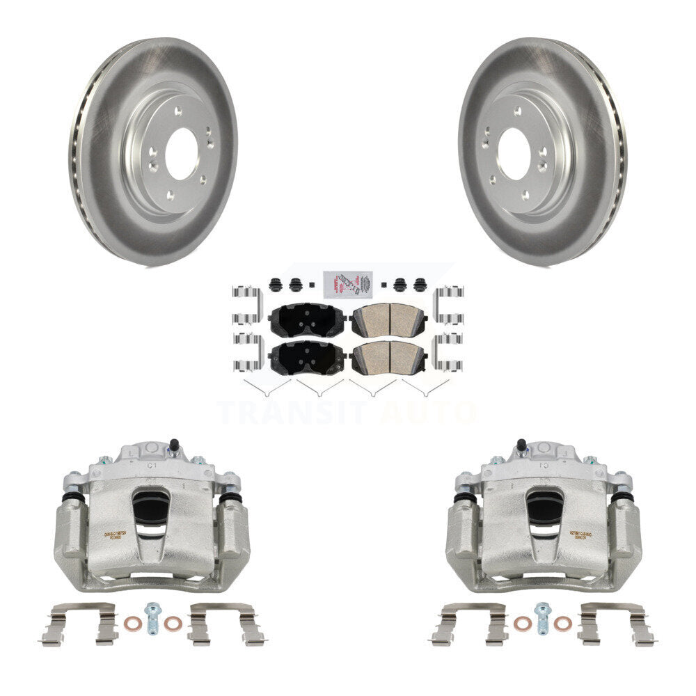 Front Brake Caliper Coat Rotor Ceramic Pad Kit For Hyundai Sonata Kia Kona Electric Niro KCG-100243N