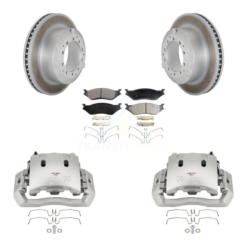 Rear Brake Caliper Coat Rotors Ceramic Pad Kit For Ford F-450 Super Duty F-550 LCF CF500 KCG-100243T