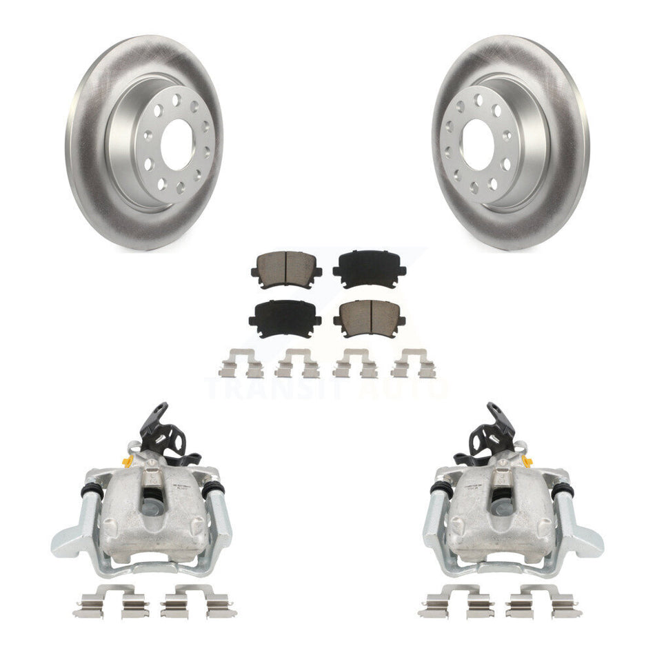 Rear Disc Brake Caliper Coated Rotors And Ceramic Pads Kit For 2010 Volkswagen Jetta TDI Cup Edition with 2.0L DIESEL engine With 282mm Diameter Rotor KCG-100244C by Transit Auto