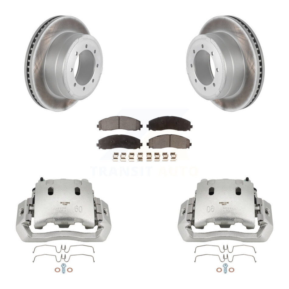 Rear Disc Brake Caliper Coated Rotors And Ceramic Pads Kit For Ford F-450 Super Duty KCG-100244T