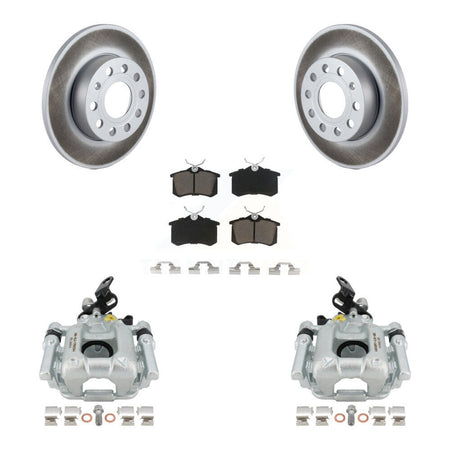 Rear Disc Brake Caliper Coated Rotors And Ceramic Pads Kit For 2011 Volkswagen Golf 2.0L With 256mm Diameter Rotor KCG-100245C by Transit Auto