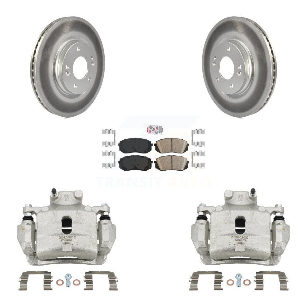 Front Disc Brake Caliper Coated Rotors And Ceramic Pads Kit For Hyundai Sonata KCG-100245N