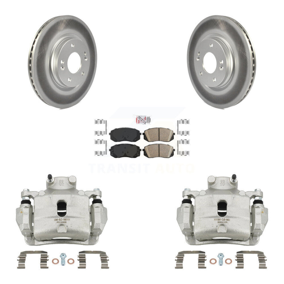 Front Disc Brake Caliper Coated Rotors And Ceramic Pads Kit For Hyundai Sonata KCG-100245N
