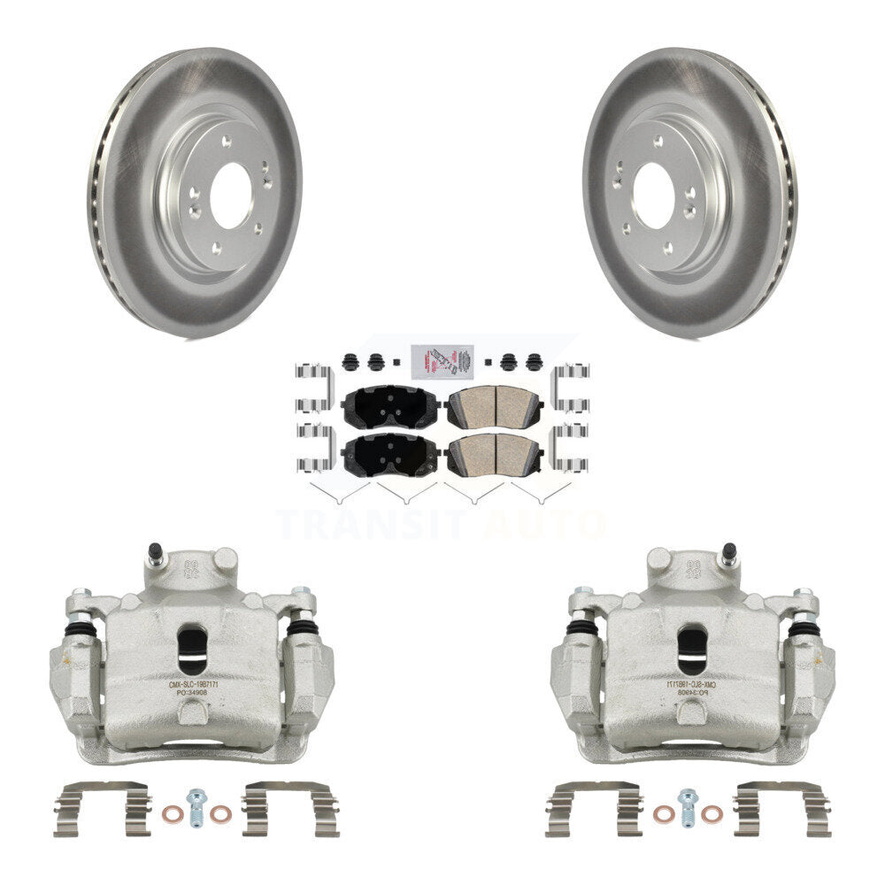 Front Disc Brake Caliper Coated Rotors And Ceramic Pads Kit For Hyundai Sonata KCG-100246N