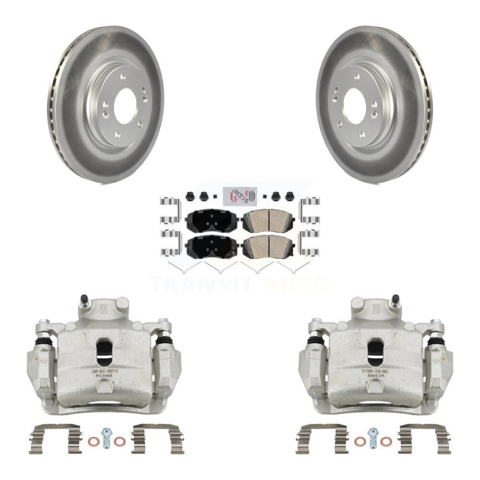 Front Disc Brake Caliper Coated Rotors And Ceramic Pads Kit For Hyundai Sonata KCG-100246N