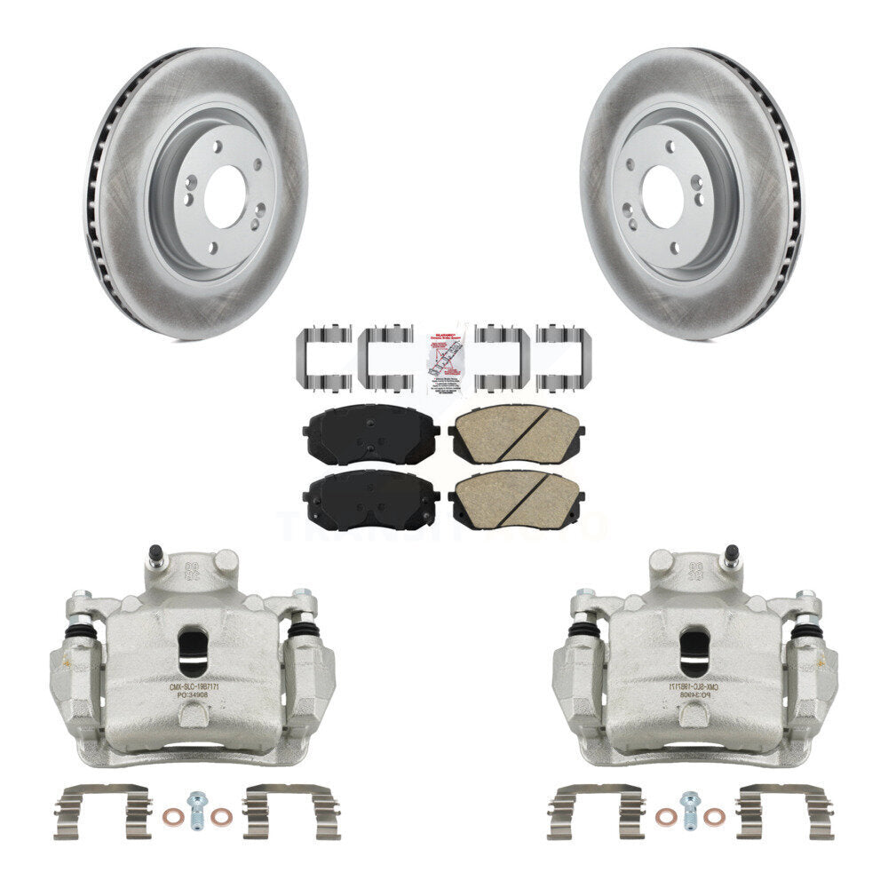 Front Disc Brake Caliper Coated Rotors And Ceramic Pads Kit For Hyundai Sonata KCG-100247N