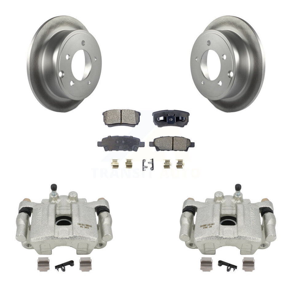 Rear Disc Brake Caliper Coated Rotors And Ceramic Pads Kit For 2008-2009 Dodge Caliber R T SXT With Casting # 3503 KCG-100247T