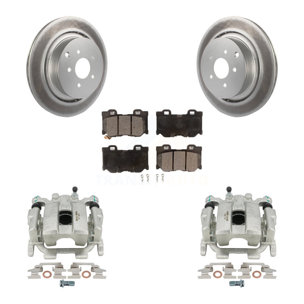 Rear Disc Brake Caliper Coated Rotors And Semi-Metallic Pads Kit For INFINITI Q70 M56 With Sport Package KCG-100248P by Transit Auto