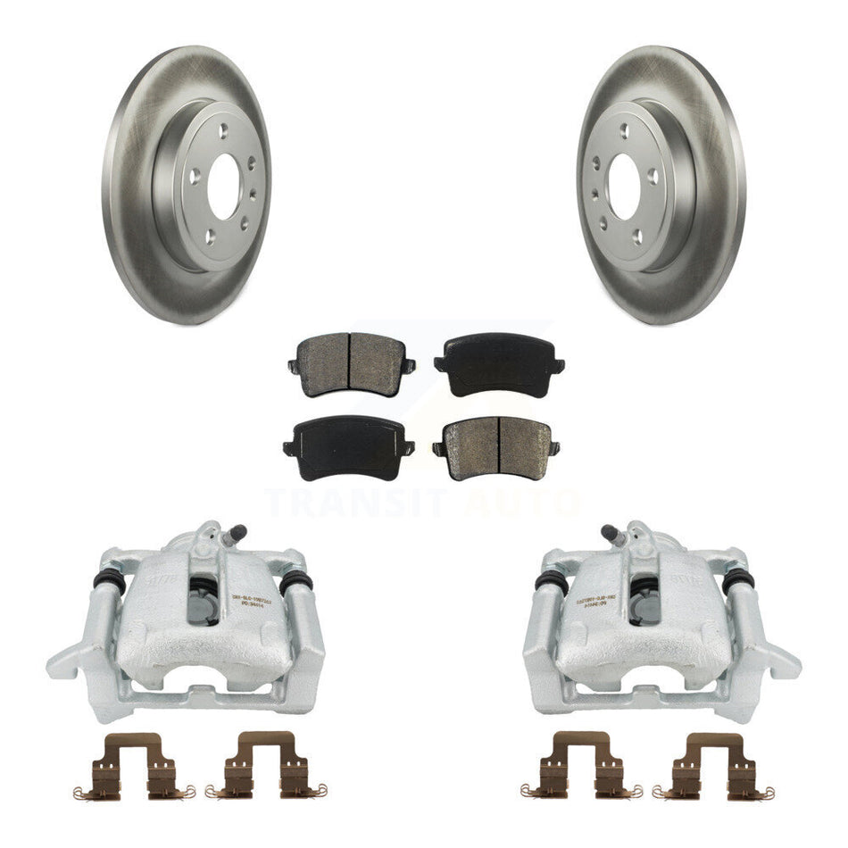 Rear Disc Brake Caliper Coated Rotors And Semi-Metallic Pads Kit For 2009 Audi A4 Quattro Sedan Wagon With 288mm Diameter Rotor KCG-100248S
