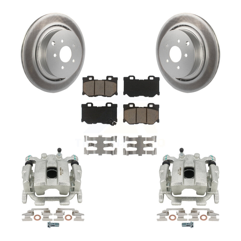 Rear Disc Brake Caliper Coated Rotors And Ceramic Pads Kit For INFINITI Q70 M56 With Sport Package KCG-100249C by Transit Auto