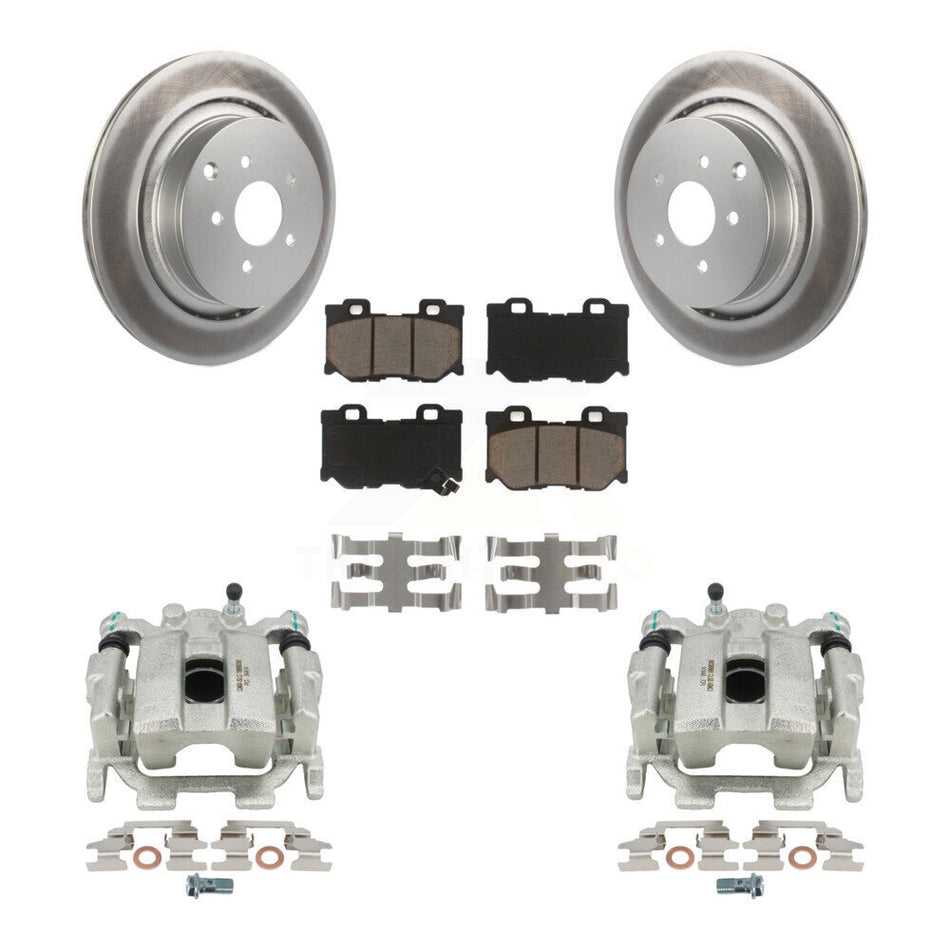 Rear Disc Brake Caliper Coated Rotors And Ceramic Pads Kit For INFINITI Q70 M56 With Sport Package KCG-100249C by Transit Auto