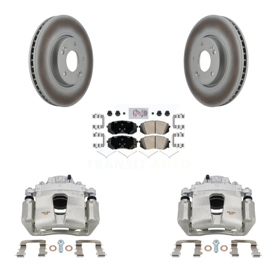 Front Disc Brake Caliper Coated Rotors And Ceramic Pads Kit For Hyundai Sonata KCG-100249N