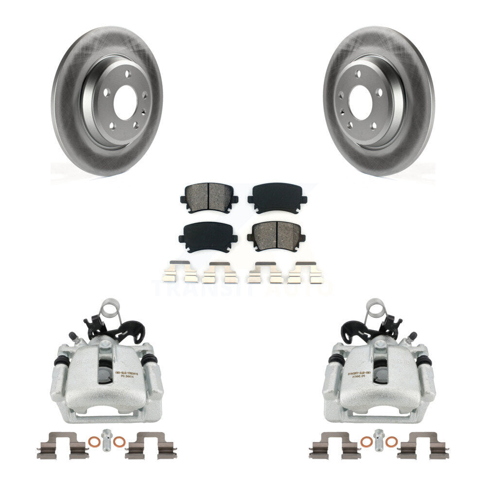 Rear Disc Brake Caliper Coated Rotors And Semi-Metallic Pads Kit For 2009 Audi A4 Quattro Convertible With 300mm Diameter Rotor KCG-100249S by Transit Auto