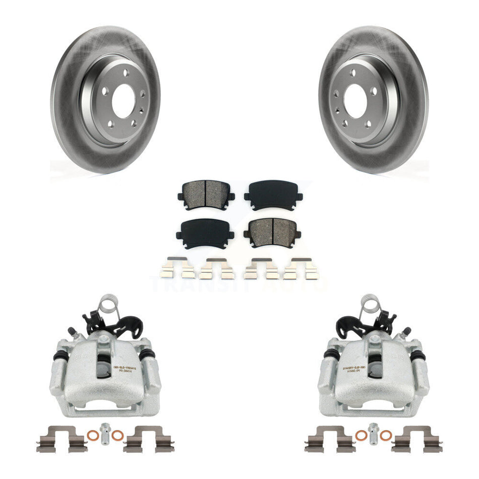 Rear Disc Brake Caliper Coated Rotors And Semi-Metallic Pads Kit For 2009 Audi A4 Quattro Convertible With 300mm Diameter Rotor KCG-100249S by Transit Auto