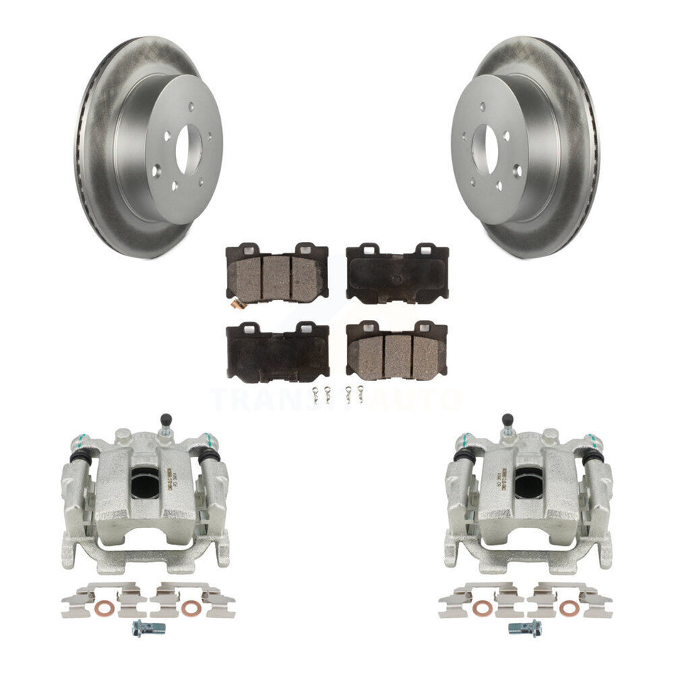 Rear Disc Brake Caliper Coated Rotors And Semi-Metallic Pads Kit For 2015 INFINITI Q50 Hybrid KCG-100250P by Transit Auto