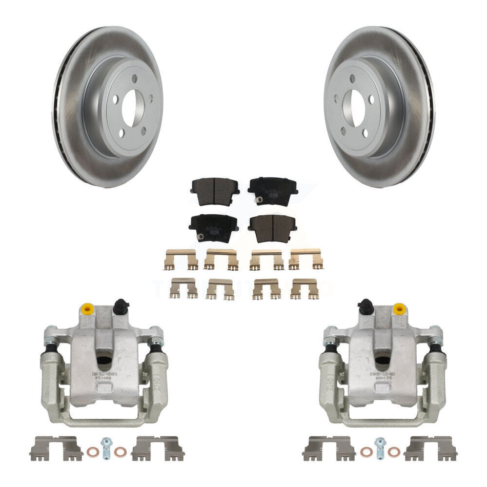 Rear Brake Caliper Coat Rotor & Ceramic Pad Kit For Chrysler 300 Dodge Challenger Magnum KCG-100250T