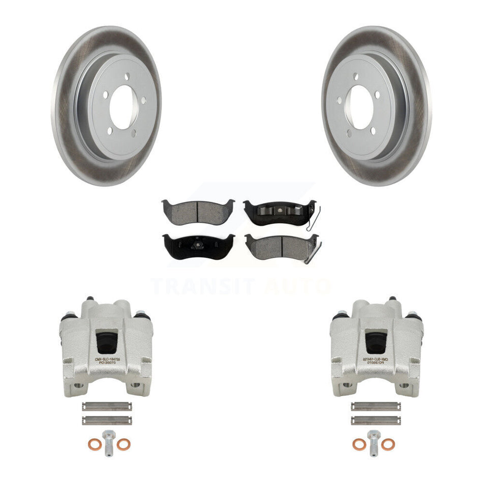 Rear Disc Brake Caliper Coated Rotors And Semi-Metallic Pads Kit For Ford Explorer Sport Trac Mercury Mountaineer KCG-100251S