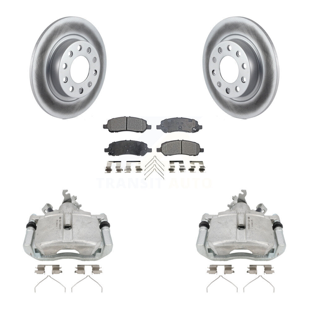 Rear Disc Brake Caliper Coated Rotors And Semi-Metallic Pad Kit For 2013-2016 Dodge Dart KCG-100252P