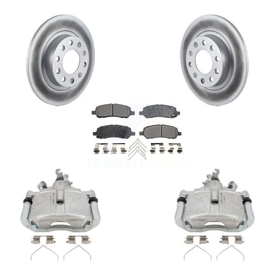 Rear Disc Brake Caliper Coated Rotors And Semi-Metallic Pad Kit For 2013-2016 Dodge Dart KCG-100252P