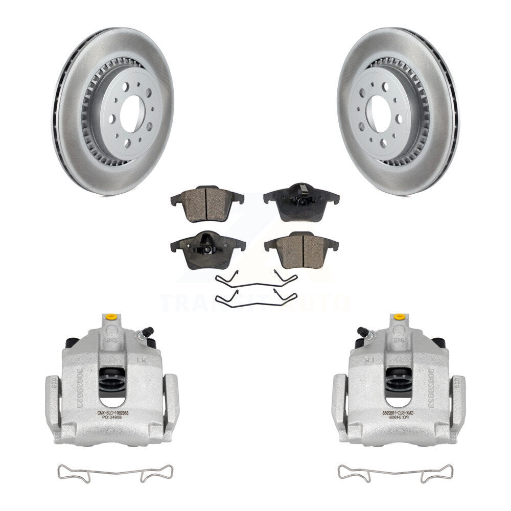 Rear Disc Brake Caliper Coated Rotors And Ceramic Pads Kit For 2003-2014 Volvo XC90 KCG-100252T