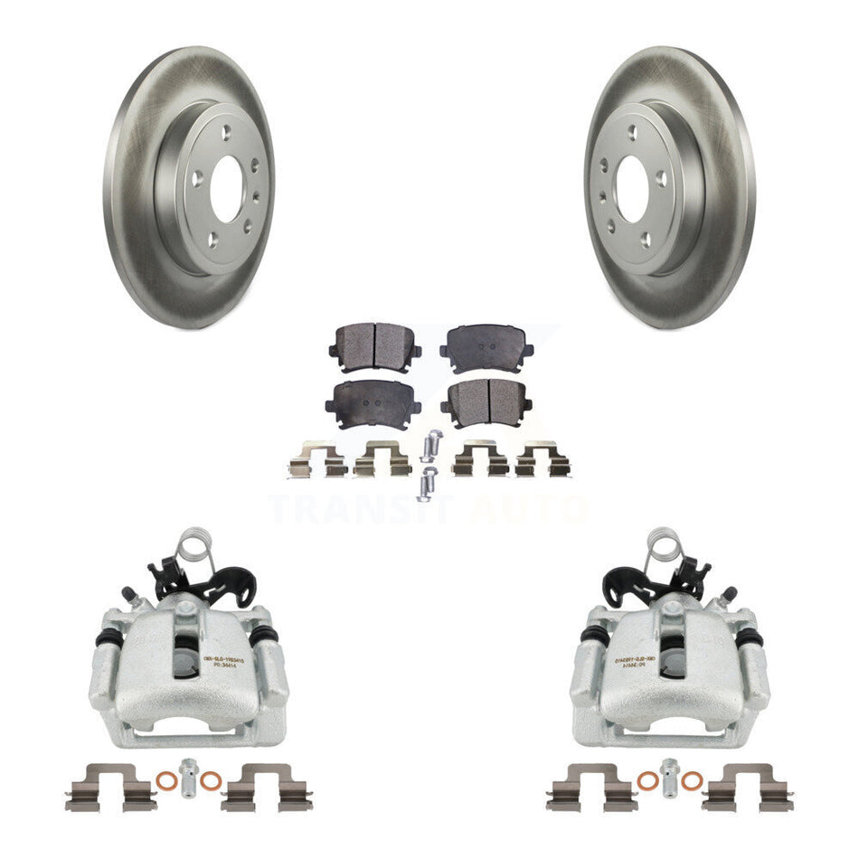 Rear Disc Brake Caliper Coated Rotors And Semi-Metallic Pads Kit For Audi A4 Quattro KCG-100253P