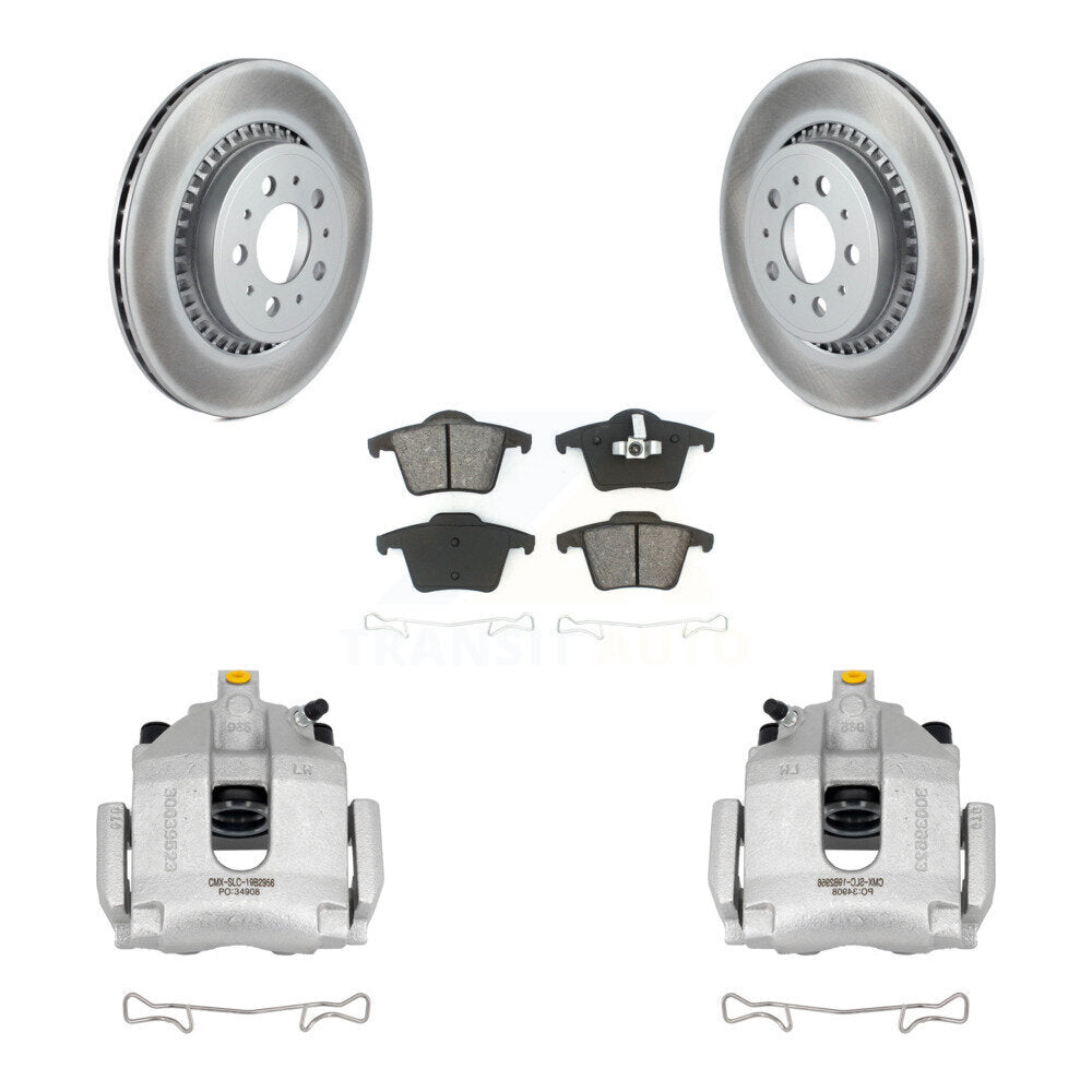 Rear Disc Brake Caliper Coated Rotors And Semi-Metallic Pad Kit For 2003-2014 Volvo XC90 KCG-100253S