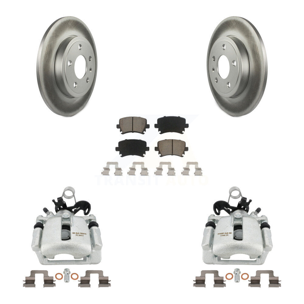 Rear Disc Brake Caliper Coated Rotors And Ceramic Pads Kit For Audi A4 Quattro KCG-100254C by Transit Auto