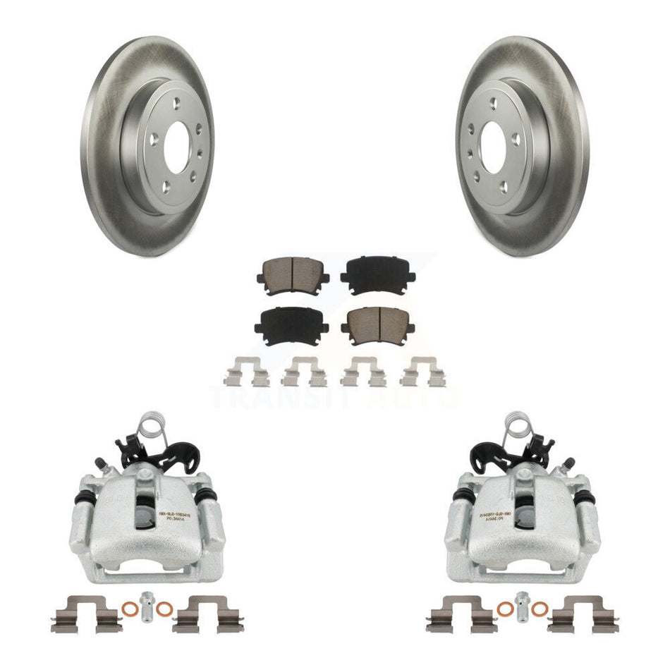 Rear Disc Brake Caliper Coated Rotors And Ceramic Pads Kit For Audi A4 Quattro KCG-100254C by Transit Auto