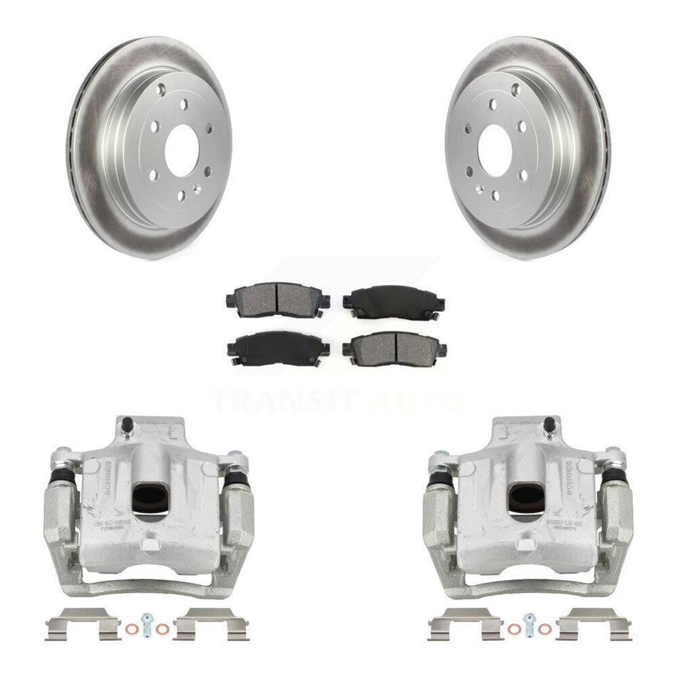 Rear Brake Caliper Coat Rotors Semi-Metallic Pad Kit For GMC Acadia Buick Enclave Saturn KCG-100255S