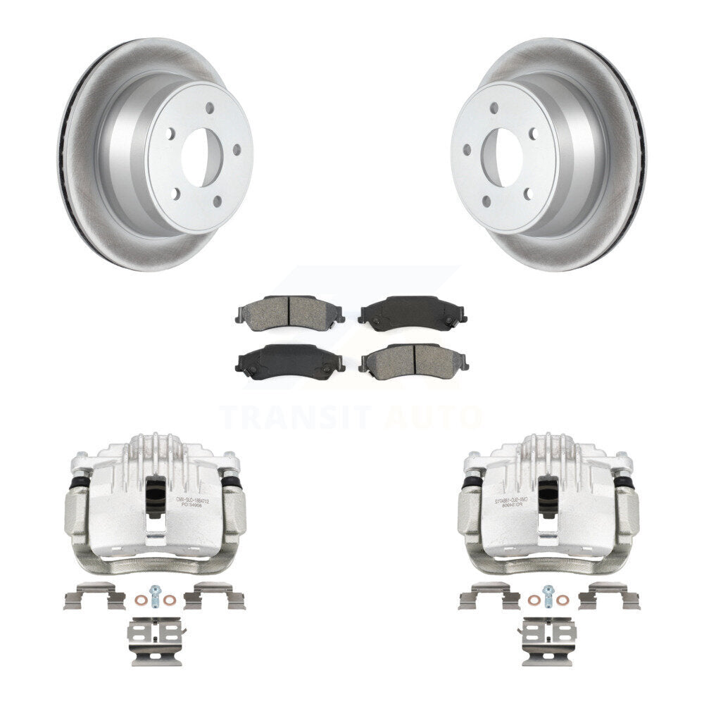 Rear Brake Caliper Coat Rotor & Semi-Metallic Pad Kit For Chevrolet GMC Blazer S10 Jimmy KCG-100257S