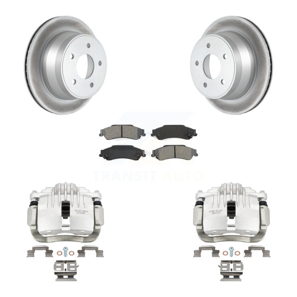 Rear Brake Caliper Coat Rotor & Semi-Metallic Pad Kit For Chevrolet GMC Blazer S10 Jimmy KCG-100257S