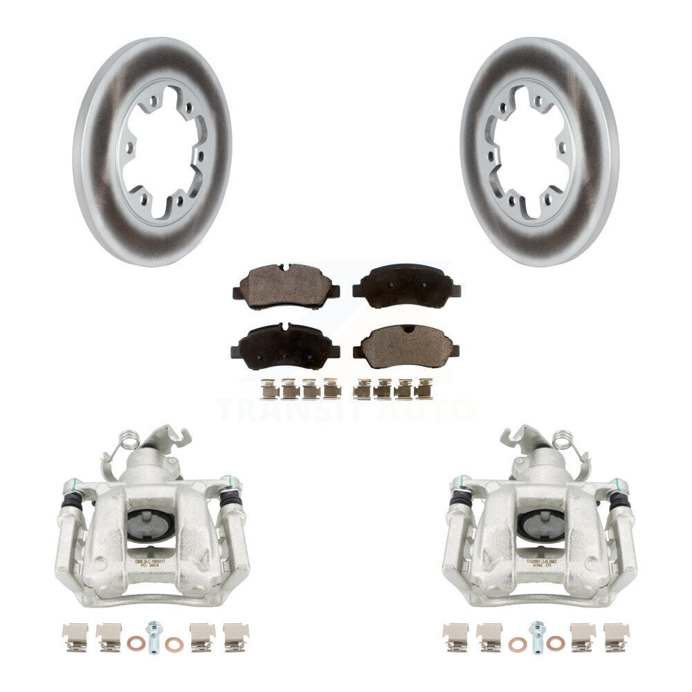 Rear Brake Caliper Coat Rotors Ceramic Pad Kit For Ford Transit-350 HD With 6 Lug Wheels KCG-100257T