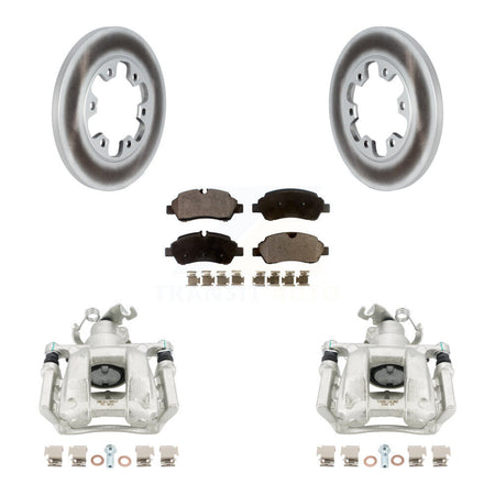 Rear Brake Caliper Coat Rotors Ceramic Pad Kit For Ford Transit-350 HD With 6 Lug Wheels KCG-100257T