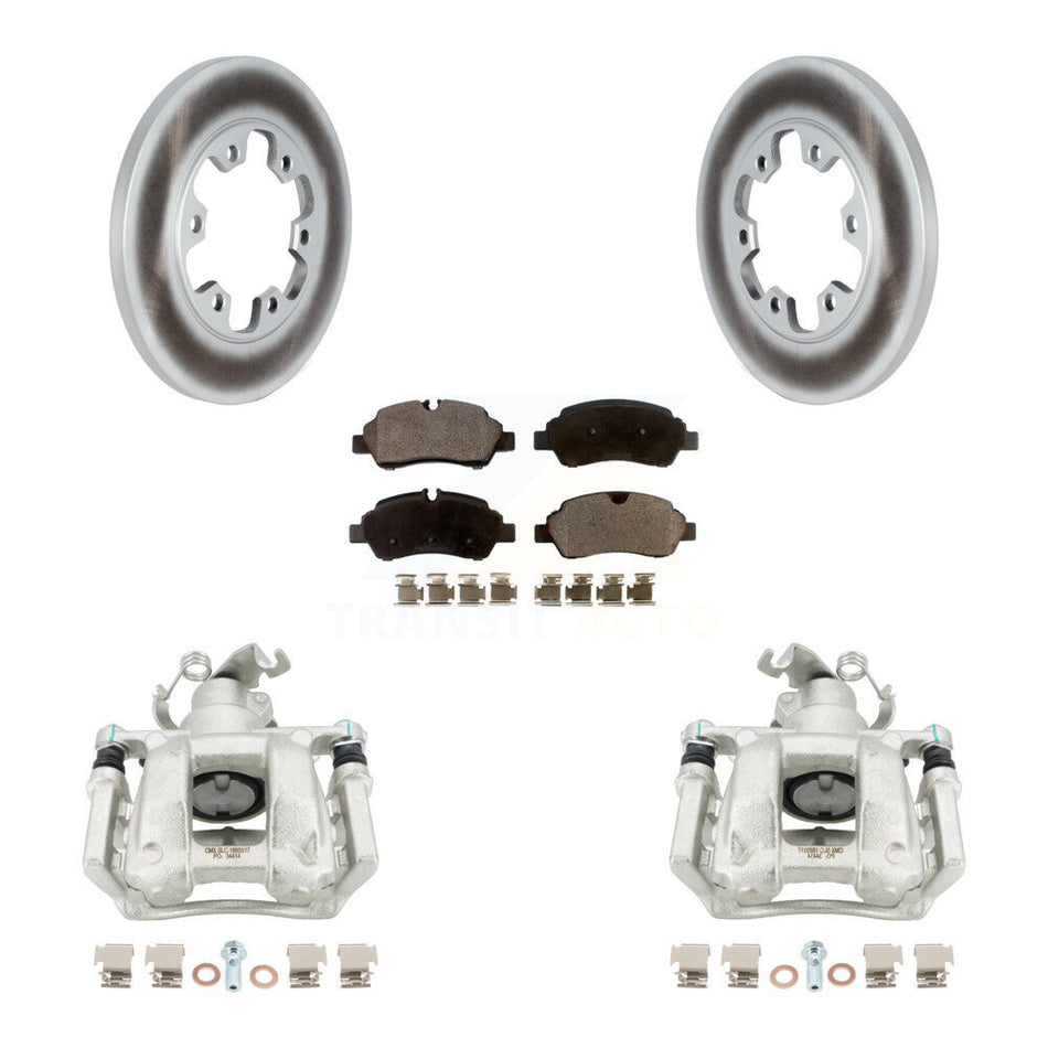 Rear Brake Caliper Coat Rotors Ceramic Pad Kit For Ford Transit-350 HD With 6 Lug Wheels KCG-100257T