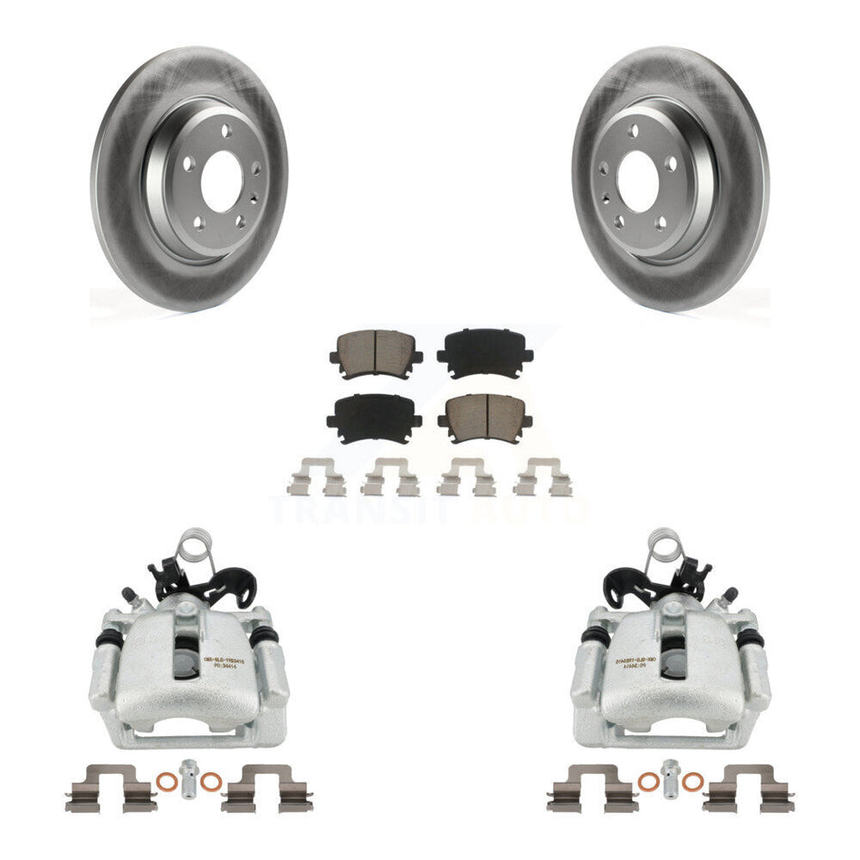 Rear Disc Brake Caliper Coated Rotors And Ceramic Pads Kit For 2009 Audi A4 Quattro Convertible With 300mm Diameter Rotor KCG-100258C