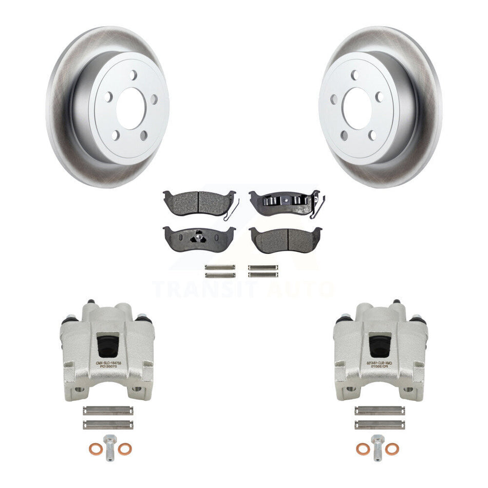 Rear Disc Brake Caliper Coated Rotors And Ceramic Pads Kit For Jeep Liberty Wrangler TJ KCG-100258T
