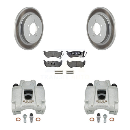 Rear Disc Brake Caliper Coated Rotors And Semi-Metallic Pads Kit For Ford Explorer Sport Trac Mercury Mountaineer KCG-100259P by Transit Auto